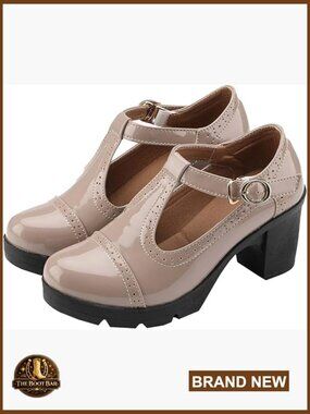 T-Strap Chunky Heel Oxford Platform Shoes Women's Dress Shoes